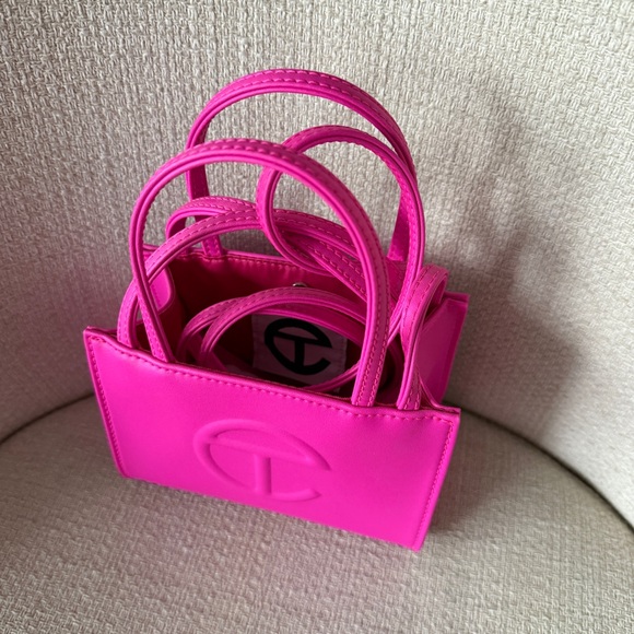 Telfar Small Shopping Crossbody Bag in Azalea Bright Pink - Picture 6 of 7